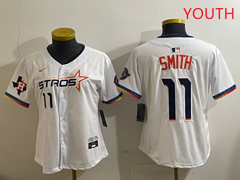 Youth Houston Astros #11 Smith White Fourth generation Joint Name 2025 Nike MLB Jersey style 2->nba t-shirts->Sports Accessory